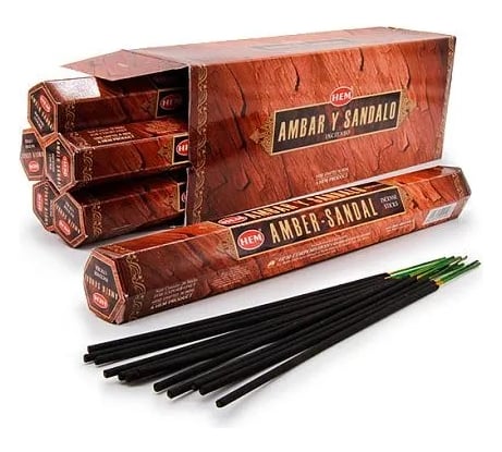 Благовония HEM AMBER SANDAL Амбер Сандал Победа Фотруна Подходит для подношения Богам 20 палочек 61-AMS