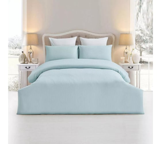 Пододеяльник Arya Home Arya полосатый сатин, 200x220, Otel, мятный 8680943076656 1