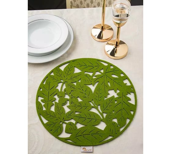 Салфетка сервировочная Arya Home Arya 35 Q Leaf, зеленый 8680943110336