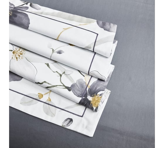 Постельное белье Arya Home Arya Exclusive 2-спальное (евро), 200x220, Gardenia Серый, белый 8680943210098