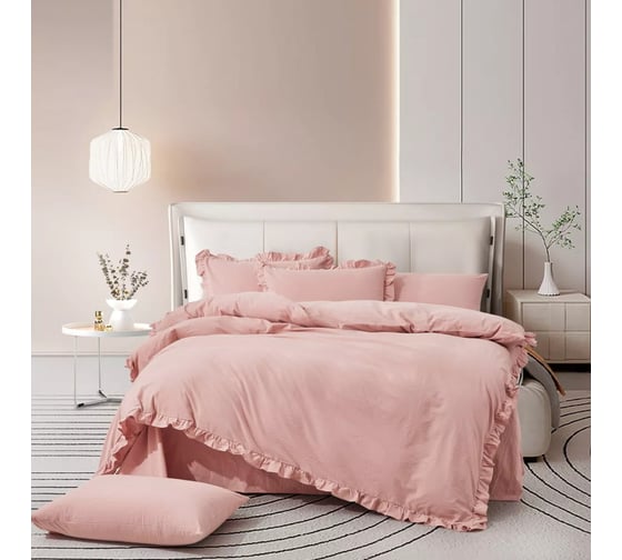 Постельное белье Arya Home Arya Natural Stone Washed из сатина, 200x220, Valensiya Розовый 8680943227638 1