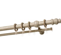 Деревянный круглый двухрядный составной карниз тренд УЮТ D28 деревянная фурнитура, фактурная штанга, цвет клен, 350 см 2135393