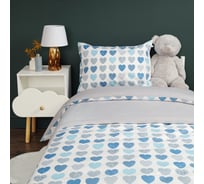 Комплект постельного белья детский SIBERIAHOME Сердечки (синий) Siberia Сиб-Дет-9