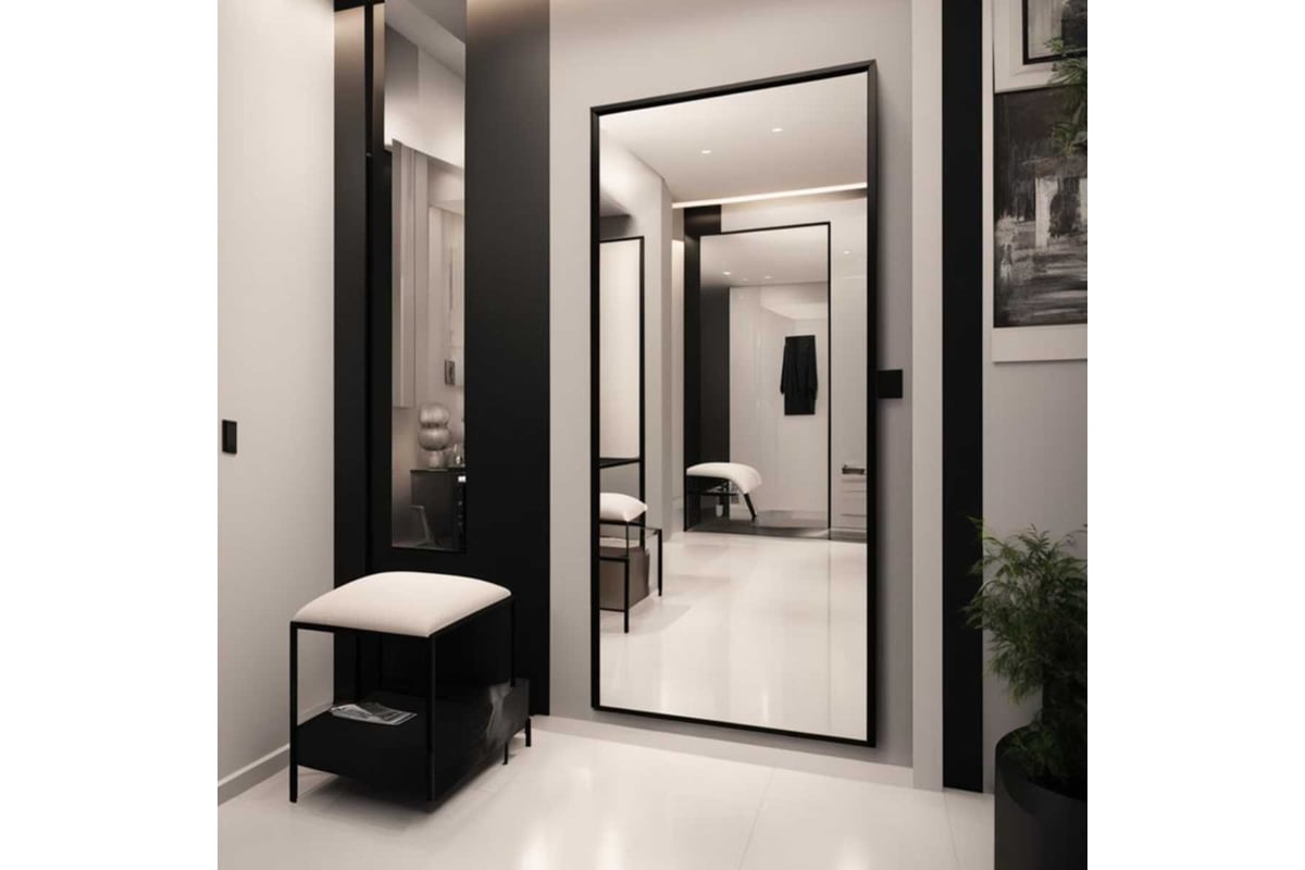 Зеркало ALIAS Квартал 180х80 в чёрной алюминиевой раме qr18080b ...