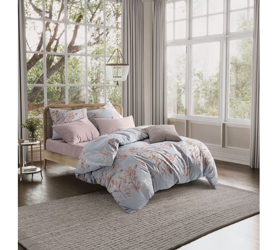 Комплект постельного белья Guten Morgen Бязь, рис.1117, Alstroemeria 2 сп с нав. 70x70 см D-1117-175-180-70