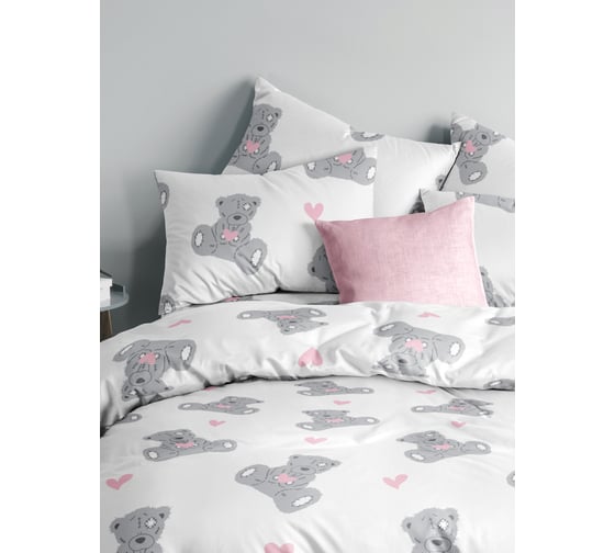 Комплект постельного белья Guten Morgen Бязь, рис.1163, Teddy 2 сп. Макси с нав. 70x70 см GMПБ-1163-175-220-70