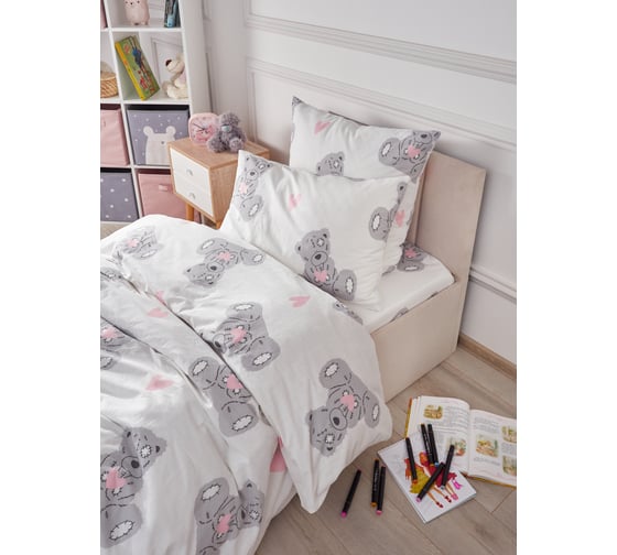 Комплект постельного белья Guten Morgen Бязь, рис.1163, Teddy 2 сп. Макси с нав. 70x70 см GMПБ-1163-175-220-70