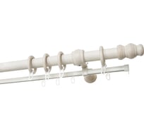 Карниз деревянный УЮТ Тренд круглый, двухрядный, составной, D28, деревянная фурнитура, фактурная штанга, цвет белый ясень, 275 см 2135402