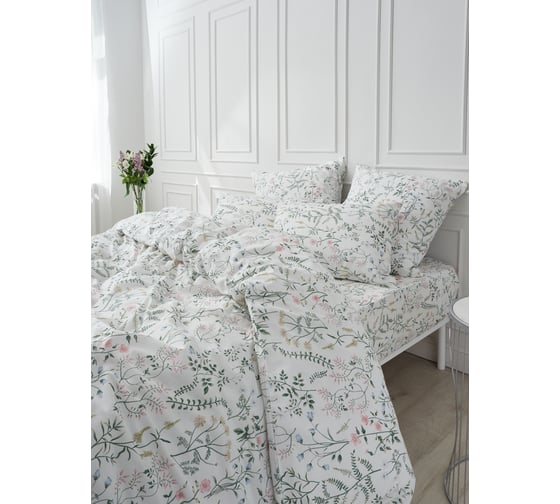 Комплект постельного белья Guten Morgen Бязь, рис.1167, Gardenia 1.5 спальный с нав. 70x70 см GMБ-1167-143-150-70