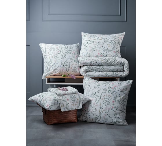 Комплект постельного белья Guten Morgen Бязь, рис.1167, Gardenia 1.5 спальный с нав. 50x70 см GMБ-1167-143-150-50