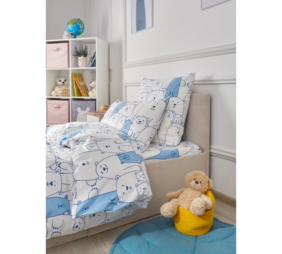 Комплект постельного белья Guten Morgen Бязь, рис.1168, Plush 2 сп.Макси с нав. 70x70 см GMПБ-1168-175-220-70