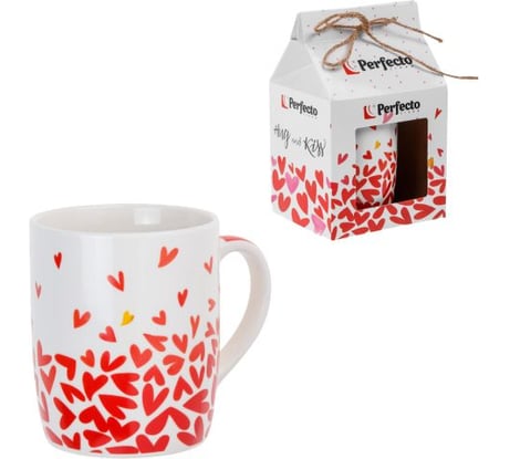 Кружка керамическая PERFECTO LINEA 350 мл, LOVE HEARTS-4, в коробке, 30-063604