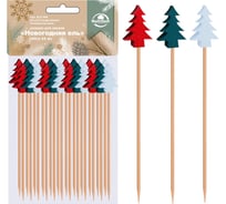 Шпажки для канапе МУЛЬТИДОМ Новогодняя ель набор 24 шт., длина 12 см BJ2-444