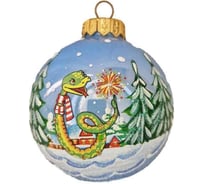 Елочная игрушка Коломеев шар, Змея с бенгальским огнем Символ года 2025,  8 см, из стекла, в подарочной упаковке УТ-00002935