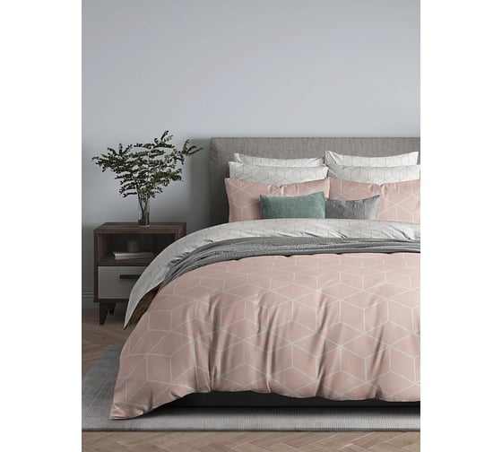 Комплект постельного белья Guten Morgen бязь, рис.850-2, Lounge Pink Дуэт, с наволочкой, 70x70 см D-850-2-143-240-70