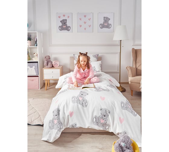 Комплект постельного белья для детей Guten Morgen бязь, рис.1163, Teddy 2 спальное Макси, с наволочкой, 70x70 см GMБ-1163-175-220-70