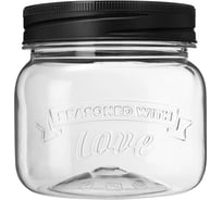 БАНКА КВАДРАТНАЯ С ЭМБОССИНГОМ LOVE KITCHEN 0,6Л (Черный) Phibo 440300113
