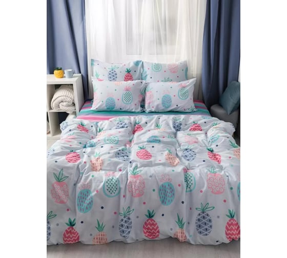 Комплект постельного белья Веселина Pineapple 10334-1+10335-1 Бязь, 120 гр, 1.5 сп, 50x70 (2) стандарт 700185ВС12036