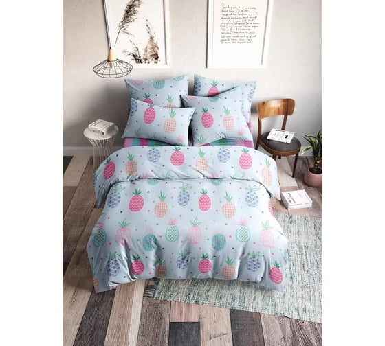 Комплект постельного белья Веселина Pineapple 10334-1+10335-1 Бязь, 120 гр, 1.5 сп, 50x70 (2) стандарт 700185ВС12036 1