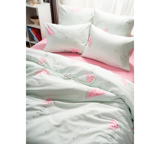 Комплект постельного белья Веселина Watermelon 20135-1+71141-20, бязь 120 гр., 1.5 спальный, 70x70 (2), стандарт 700248ВС12096