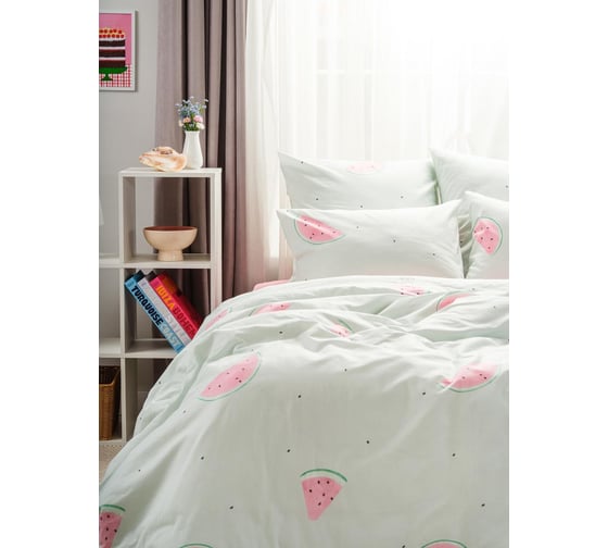 Комплект постельного белья Веселина Watermelon 20135-1+71141-20, бязь 120 гр., 1.5 спальный, 70x70 (2), стандарт 700248ВС12096