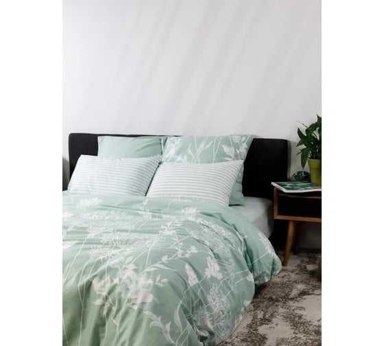 Комплект постельного белья Luisa De Rizzo Травы 70954-1+70471-10 поплин семейный 70x70 2 шт 300369ПК99