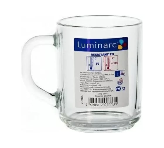Кружка LUMINARC прозрачная 250 мл H8437