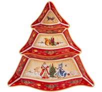 Менажница Lefard ДЕД МОРОЗ И СНЕГУРОЧКА ЕЛКА 24x24x3 см, красная 85-1748