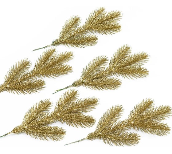 Ветка (лапка) Crystal Trees литая, золото, в глиттере KP-VL-27 1