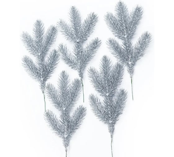Ветка (лапка) Crystal Trees литая, серебро, в глиттере KP-VL-28 1