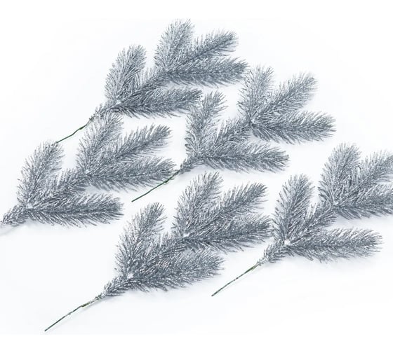 Ветка (лапка) Crystal Trees литая, серебро, в глиттере KP-VL-28