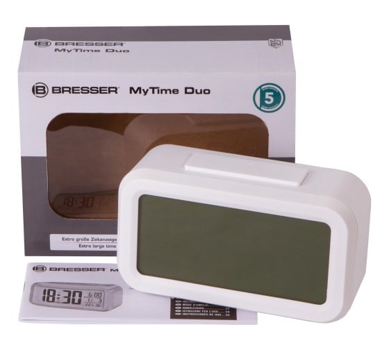 Настольные часы Bresser MyTime Duo LCD, белые 74602