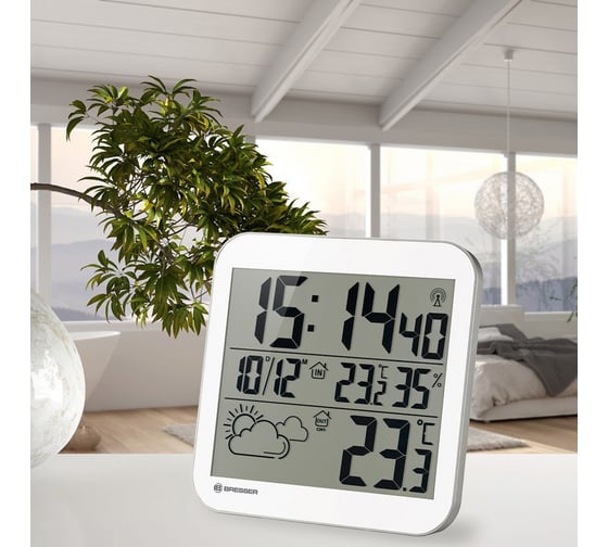 Настенные часы Bresser MyTime LCD, белые 75696