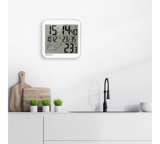 Настенные часы Bresser MyTime LCD, белые 75696