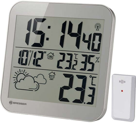 Настенные часы Bresser MyTime LCD, серебристые 75697