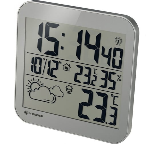 Настенные часы Bresser MyTime LCD, серебристые 75697