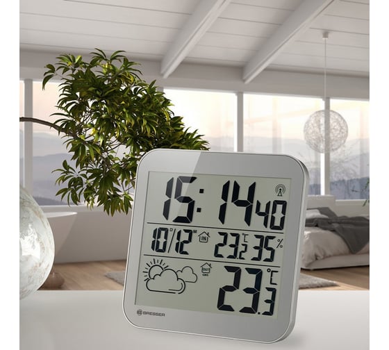 Настенные часы Bresser MyTime LCD, серебристые 75697