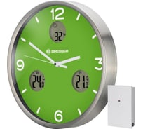 Настенные часы Bresser MyTime io NX Thermo/Hygro, 30 см, зеленые 76461