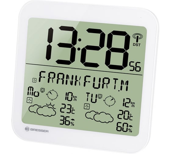 Настенные часы Bresser MyTime Meteotime LCD, белые 74649