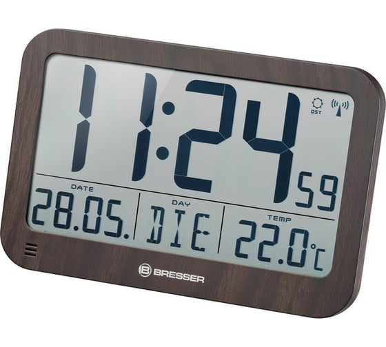 Настенные/настольные часы Bresser MyTime MC LCD в корпусе под дерево 75695