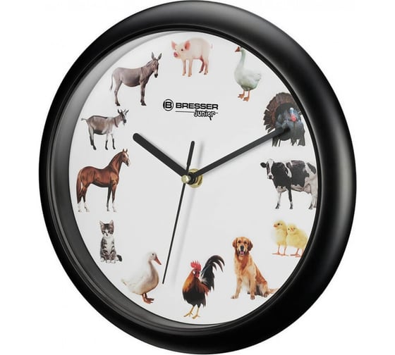 Настенные часы Bresser Junior, 25 см, с животными 75315