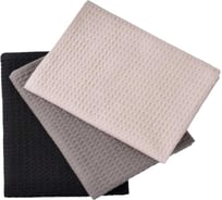 Полотенца вафельные Guten Morgen Diana, Лавиния, Черный/Темно-серый/Грейж 48x70 см, 3 шт. НПВDЛ-ЧТсГ-48-70-3