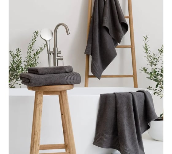 Полотенца махровые Guten Morgen Роялс, Графит 30x50 см, 50x90 см, 70x140 см НПМ-РГр-30-50-70