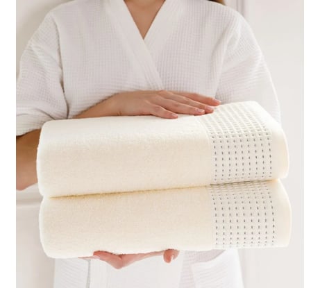 Полотенца махровые Guten Morgen Роялс, Молочный 70x140 см, 2 шт. НПМ-РМ-70-140-2