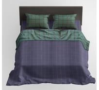 Комплект постельного белья CASADELGUSTO евро, Jaulas de Tweed Verde, сатин Premium 250 TC 22684