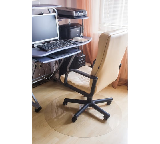 Защитный коврик под кресло BSL-office круглый, прозрачный, поликарбонат, гладкий 1010D10000