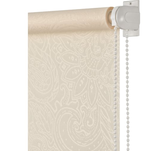 Рулонная штора ПраймДекор Пейсли жаккард миниролло, бисквит, 52х170 см 3052064 1