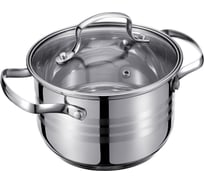 Кастрюля Regent inox со стеклянной крышкой, 5 л, 22x13,5 см, нержавеющая сталь, стекло, Linea CINTURA 93-CIN-05