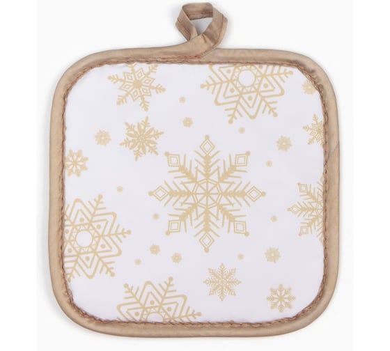 Прихватка Доляна Снежинки золотые 17х17 см, 100% п/э 9446099 1