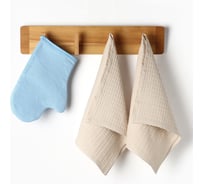 Кухонный набор Доляна Peace варежка 18x28 см, полотенце вафля 2 шт, 35x60 см 10839147